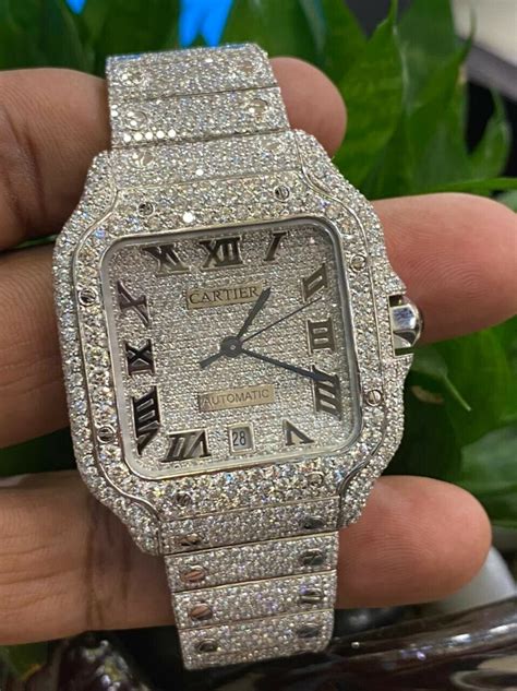 cartier watch mens diamond|cartier diamond watch men's silver.